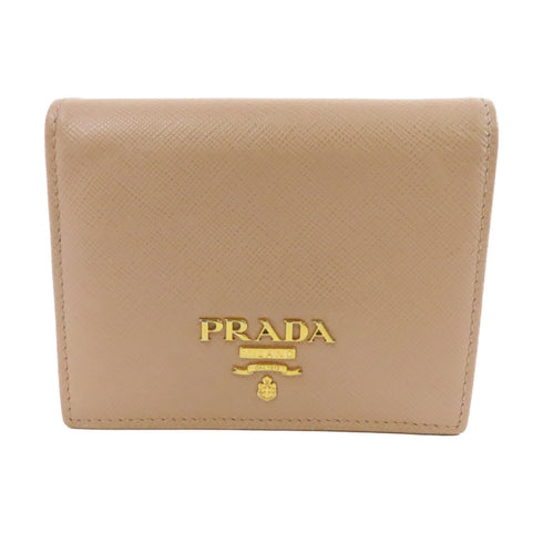 PRADA GHW Wallet 1MV204 Saffiano Leather Beige