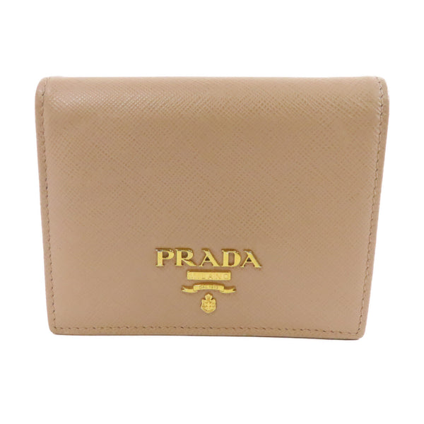 PRADA GHW Wallet 1MV204 Saffiano Leather Beige