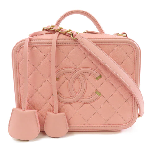 CHANEL Quilted CC GHW Vanity Case 2 Way Shoulder Bag A93343 Calfskin Pink