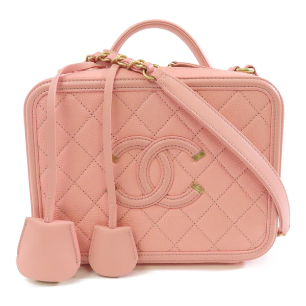 CHANEL Quilted CC GHW Vanity Case 2 Way Shoulder Bag A93343 Calfskin Pink