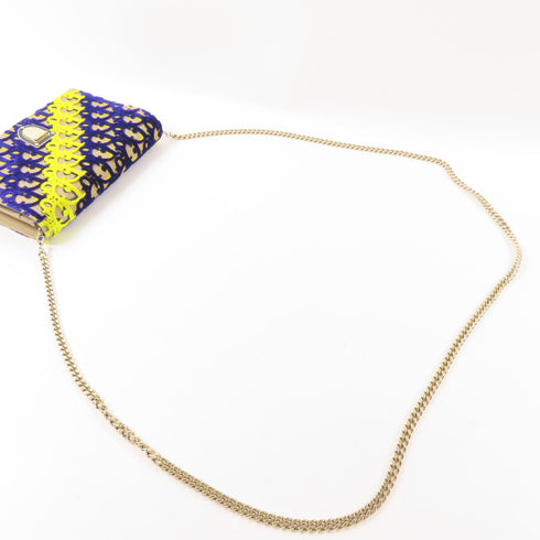 CHRISTIAN DIOR CD Wallet On Chain Shoulder Bag Canvas/Velvet Yellow/Purple/Brown