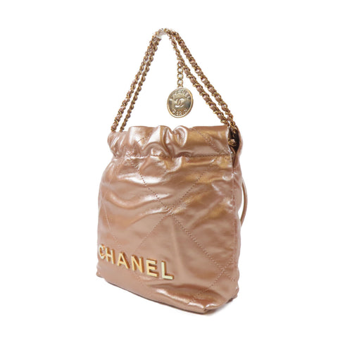 CHANEL Quilted CC GHW Chanel 22 AS3980 Calfskin Leather Copper