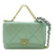 CHANEL Quilted CC Chanel 19 Wallet On Chain Shoulder Bag Handbag Lambskin Green