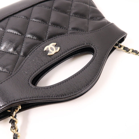 CHANEL CC Nano 31 2 Way Chain Shoulder Crossbody Handbag AP3656 Calfskin Black