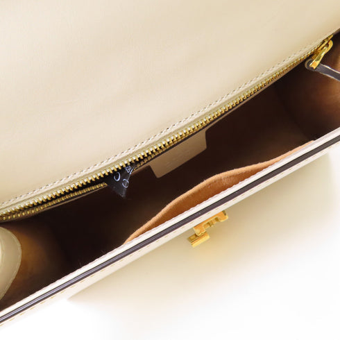 GUCCI GG GHW Sylvia Shoulder Bag Calfskin Leather White