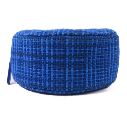 CHANEL CC SHW Round Clutch With Chain Shoulder Bag Tweed Blue