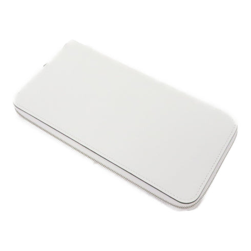 HERMES PHW Silk In Classic Long Wallet Evercolor Leather White