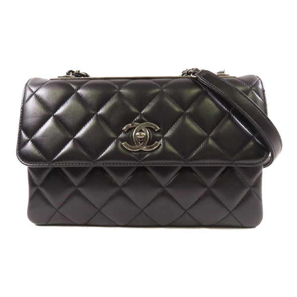 CHANEL CC Chain Shoulder Bag Lambskin Leather Black