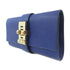 HERMES GHW Medor Clutch Bag Chevre Leather Blue