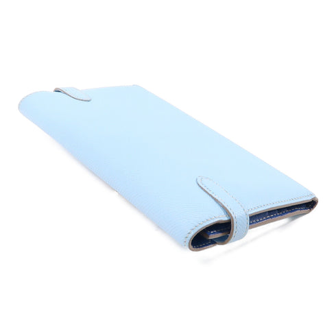 HERMES PHW Kelly Wallet Espom Leather Celeste Light Blue