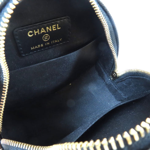 CHANEL Quilted CC GHW Round Chain Bag 2 Way Bag AP1176 Caviar Leather Black