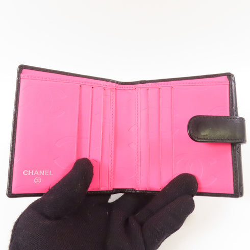 CHANEL CC Cambon Compact Wallet Calfskin Leather Black