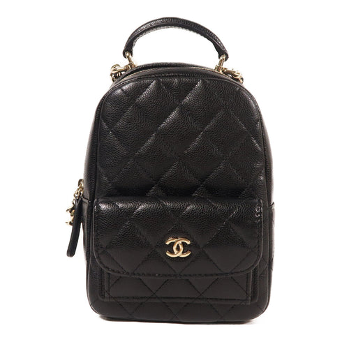 CHANEL CC GHW 24C Backpack/Rucksack Calfskin Leather Black