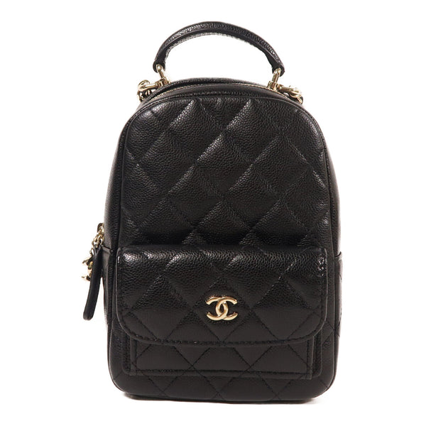 CHANEL CC GHW 24C Backpack/Rucksack Calfskin Leather Black