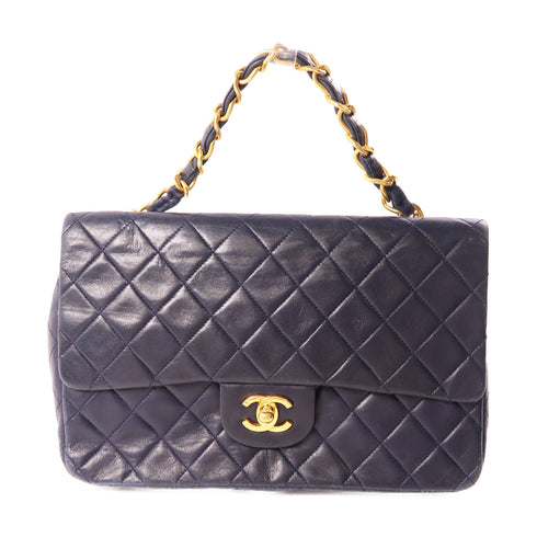 CHANEL CC GHW Handbag Lambskin Leather Navy Blue