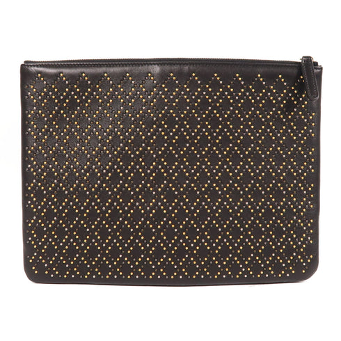 CHANEL CC Clutch Bag Pouch Calfskin Leather Black