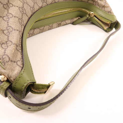 GUCCI GG Shoulder Bag Coated Canvas Green Brown 309618 KGD6G