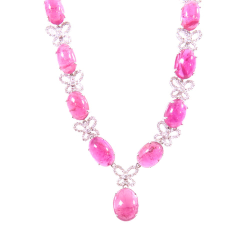 Jewelry SHW Tourmaline Diamond Necklace 18K White Gold