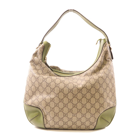 GUCCI GG Shoulder Bag Coated Canvas Green Brown 309618 KGD6G