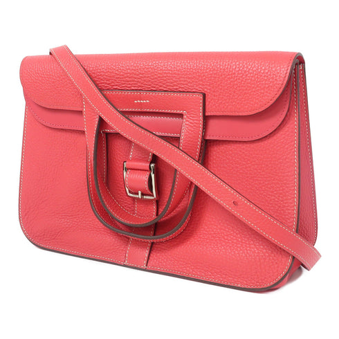 HERMES PHW Halzan 31 2 Way Shoulder Bag Clemence Leather Rose Extreme