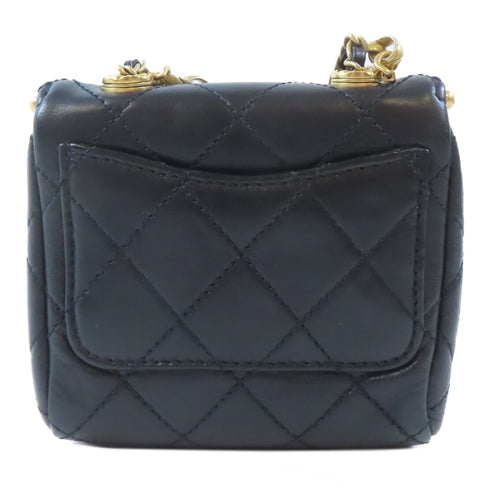 CHANEL CC GHW 2 Way Chain Shoulder Crossbody Handbag Calfskin Leather Black