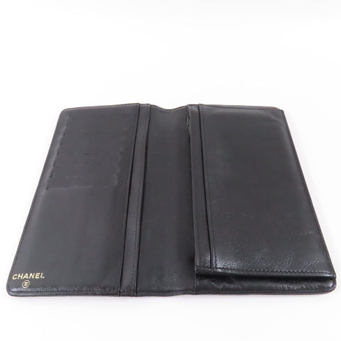 CHANEL CC Long Wallet Calfskin Leather Black v1