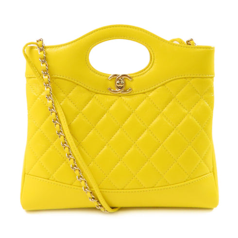 CHANEL Quilted GHW CC Chanel 31 Mini Shopping Bag Calfskin Leather AS4133 Yellow