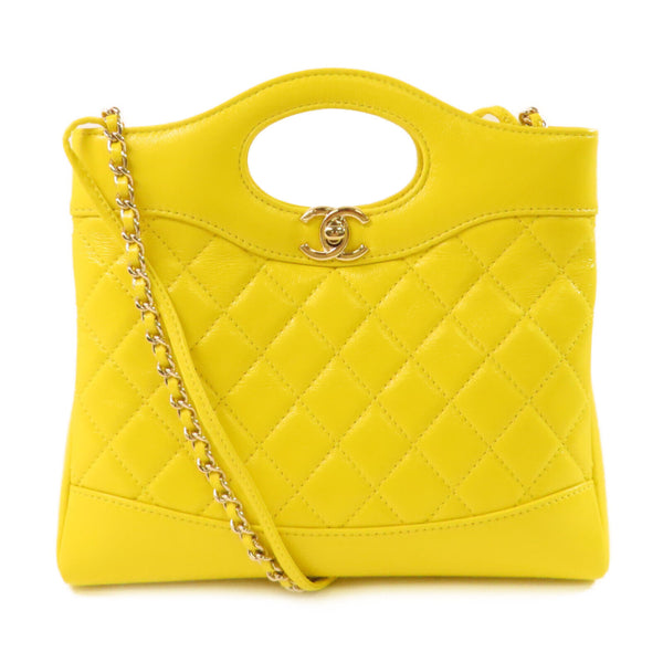 CHANEL Quilted GHW CC Chanel 31 Mini Shopping Bag Calfskin Leather AS4133 Yellow