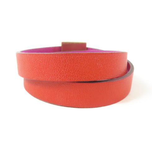 HERMES Medor Infini Double Tour Bracelet Bangle Swift Leather Rouge Tomate Tosca