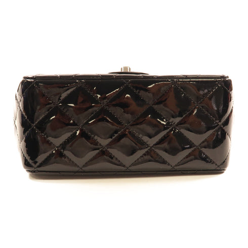 CHANEL CC SHW Mini Classic 17 Chain Shoulder Bag A35200 Patent Leather Black