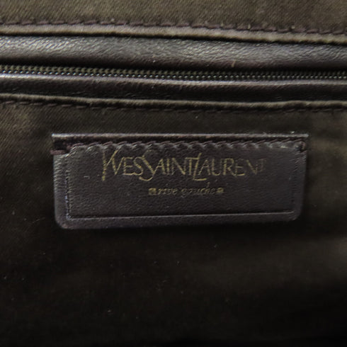 YVES SAINT LAURENT YSL GHW Shoulder Bag Patent Leather Brown