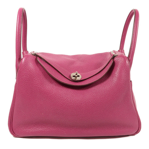 HERMES PHW Lindy 30 2 Way Bag Clemence Leather Tosca