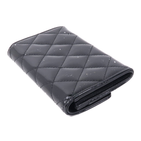 CHANEL CC SHW Card Case Patent Leather Black