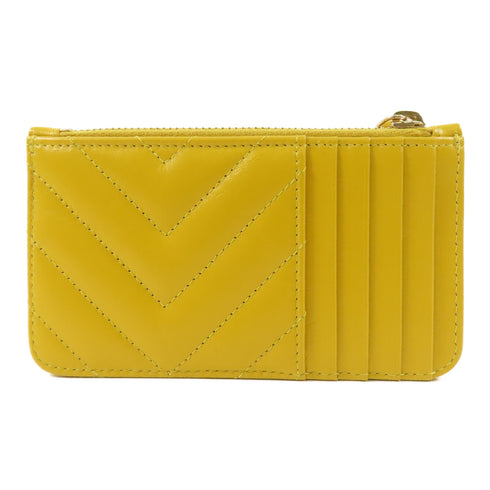 CHANEL CC GHW 2.55 Card Case Leather Yellow