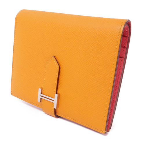 HERMES PHW Bearn Wallet Epsom Leather Orange