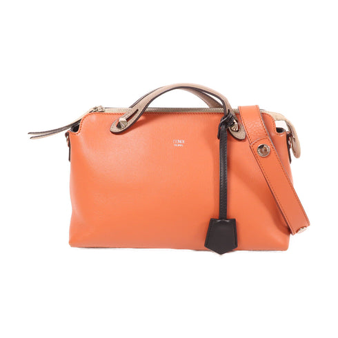 FENDI SHW By The Way 2 Way Shoulder Bag 8BL124-5QJ Calfskin Leather Orange Beige