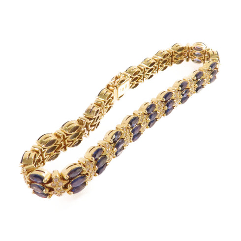 FINE JEWELRY 7.00ct Sapphire 1.60ct Diamond Bracelet 18K Yellow Gold Blue