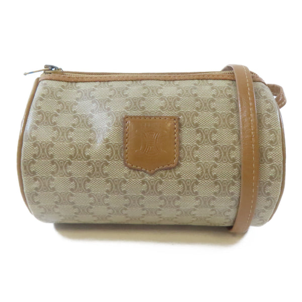 CELINE GHW Shoulder Crossbody Bag PVC Coated Canvas Brown