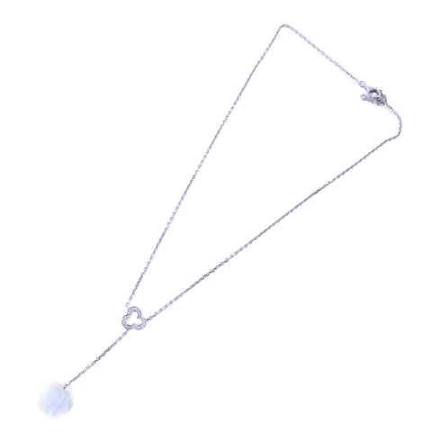 CHANEL CC Camellia White Agate Diamond Necklace J2934 18K White Gold