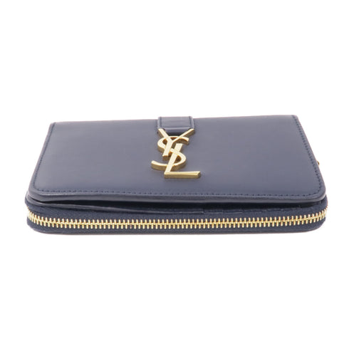 SAINT LAURENT YSL GHW Wallet GNC457797 Calfskin Leather Navy