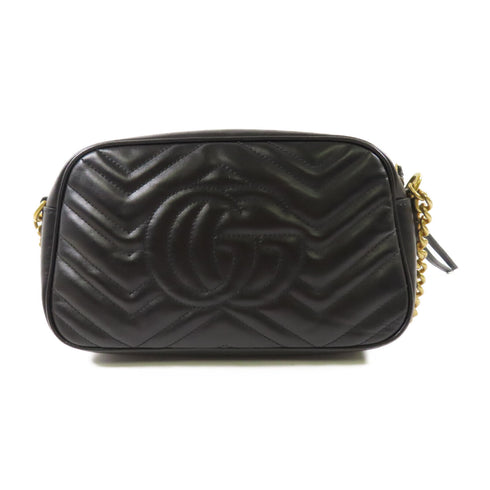 GUCCI GG GHW GG Marmont Shoulder Bag Calfskin Leather 447632 Black