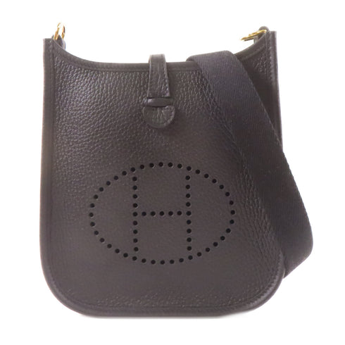 HERMES GHW Evelyne TPM Shoulder Bag Leather Black
