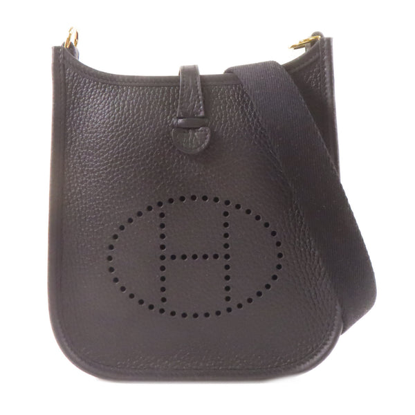 HERMES GHW Evelyne TPM Shoulder Bag Leather Black