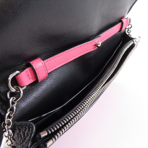 LOEWE SHW Chain Shoulder Bag Crossbody Calfskin Leather Red Pink
