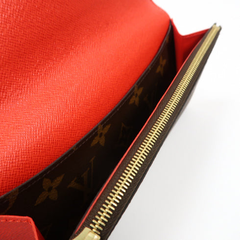 LOUIS VUITTON LV GHW Emilie Wallet Long Wallet M68313 Monogram Brown/Red