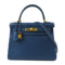 HERMES GHW Kelly 28 Handbag 2 Way Shoulder Bag Clemence Leather Deep Blue