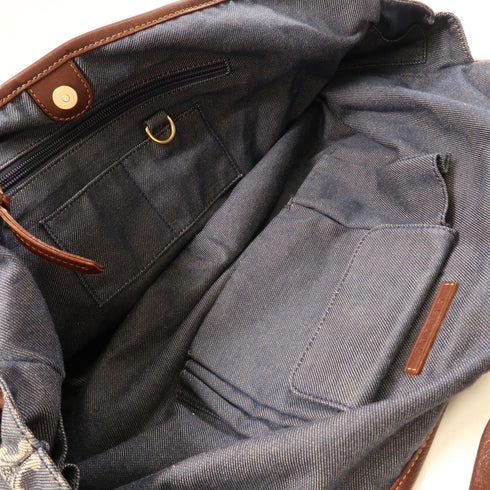 CELINE GHW Shoulder Bag Denim Leather Blue