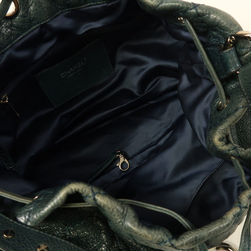 CHANEL CC SHW Shoulder Bag Calfskin Leather Green