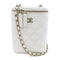 CHANEL Quilted CC GHW Chain Shoulder Bag Caviar Leather White v1