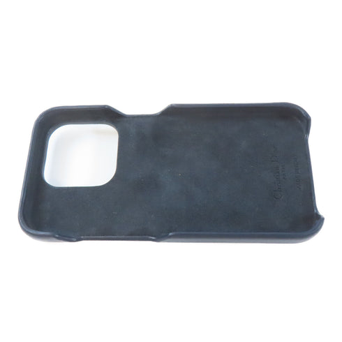 Christian Dior CD GHW Phone Case Canvas Calfskin Leather Blue Black